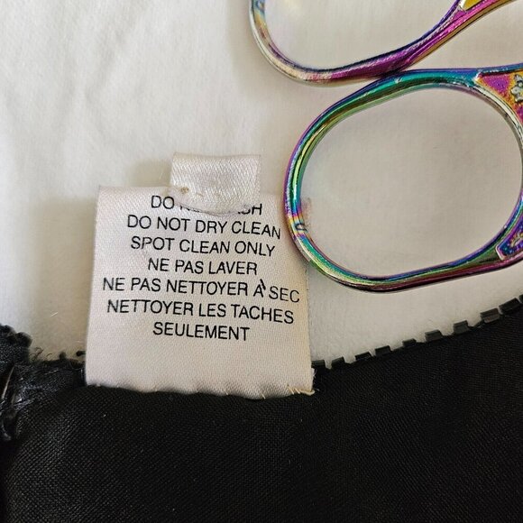 Michel Antoni Top Womens 2X Black Short Sleeve Sequined Silk Witchy Goth Retro - Picture 9 of 15